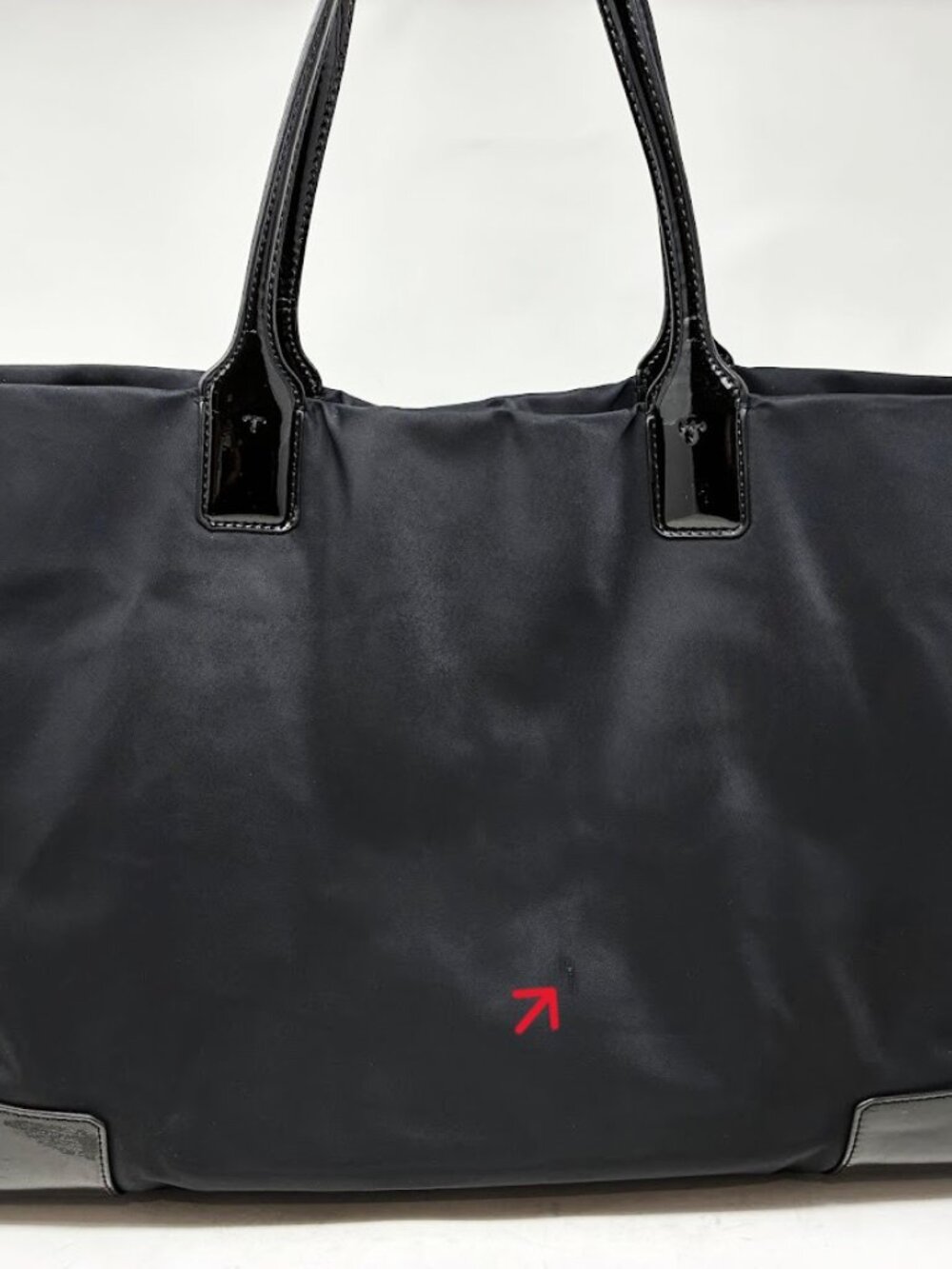 Tory Burch Ella Tote Bag - Black Nylon with Patent Leather Trim - Large - Picture 11 of 16